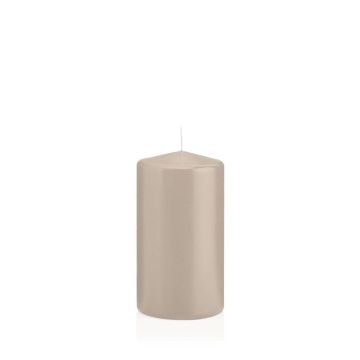 Lantern candle MAEVA, pillar, beige, 5"/13cm, Ø2.8"/7cm, 52h - Made in Germany