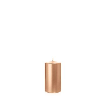 Festive block candle ROSELLA, rose gold, 5"/13cm, Ø2.8"/7cm, 52h - Made in Germany