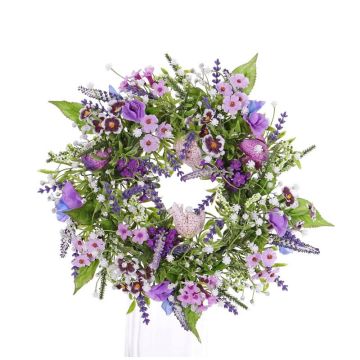 Fake summer wreath FEDORA, lavender, peavines, purple, Ø12"/30cm