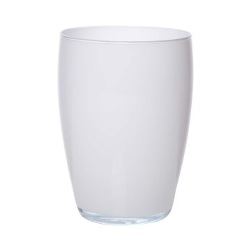 Flower vase HENRY, glass, white, 20cm, Ø14cm