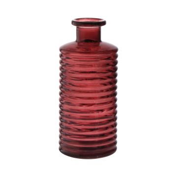 Glass bottle STUART with grooves, red brown-clear, 21,5cm, Ø9,5cm