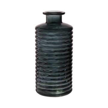 Glass bottle STUART with grooves, forest green-clear, 31cm, Ø14,5cm