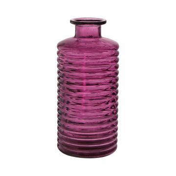 Glass bottle STUART with grooves, berry-clear, 31cm, Ø14,5cm