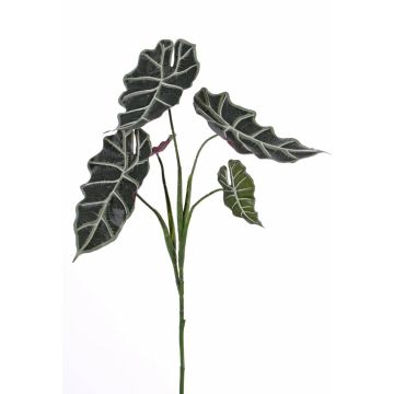 Plastic alocasia sanderiana MATHEA on spike, green-white, 30"/75cm