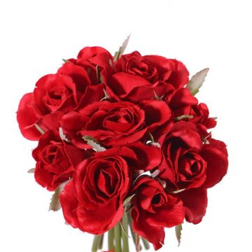 Fake bouquet of roses ROSILA, red, 8"/20cm, Ø6"/15cm