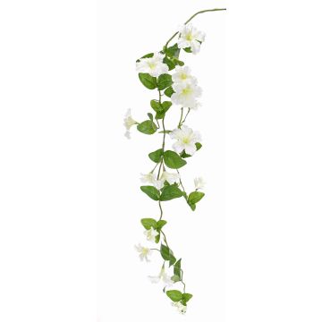 Plastic petunia branch MARTHE, white-green, 4ft/130cm