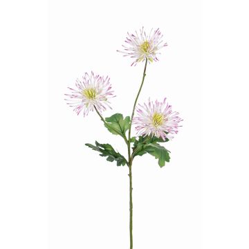 Fake chrysanthemum SOLVIE, white-pink, 28"/70cm, Ø4"/10cm