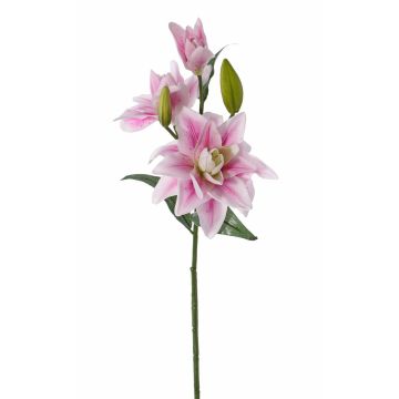 Silk flower lily ISALIE, pink-white, 31"/80cm, Ø6"/15cm