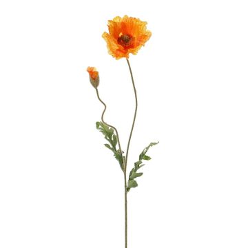 Silk poppy flower LIENTJE, orange, 26"/65cm, Ø4.7"/12cm