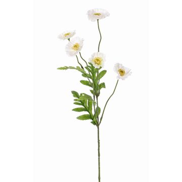 Silk poppy flower KEIRA, white, 26"/65cm, Ø2"/5cm