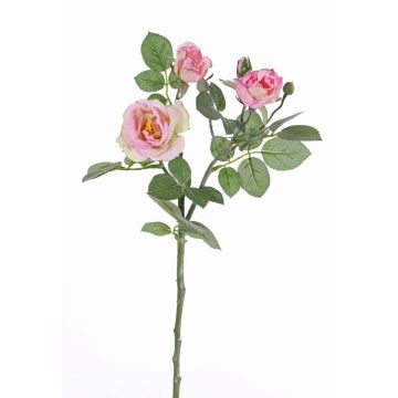 Artificial rose branch CORALEE, pink, 20"/50cm, Ø1.2"-2.8"/3-7cm