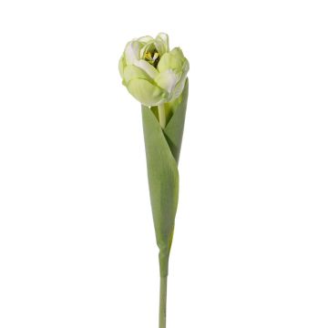 Artificial tulip ROMANA, green-white, 18"/45cm, Ø2.4"/6cm