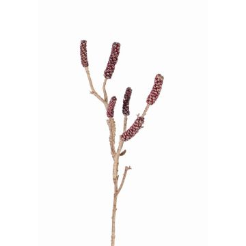 Fake callistemon branch HEMES with fruits, dark red, 24"/60cm