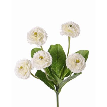 Fake daisy HEIKE on spike, white, 10"/25cm, Ø1.8"/4,5cm