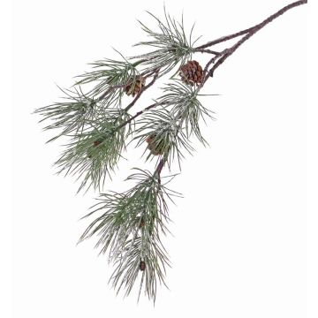 Fake fir branch CALEB with cones, frozen, 31"/80cm