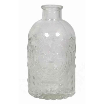 Bottle of clear glass URSULA with pattern, 4.9"/12,5cm, Ø2.6"/6,5cm