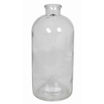 Bottle of clear glass URSULA, 10"/25cm, Ø4.3"/11cm