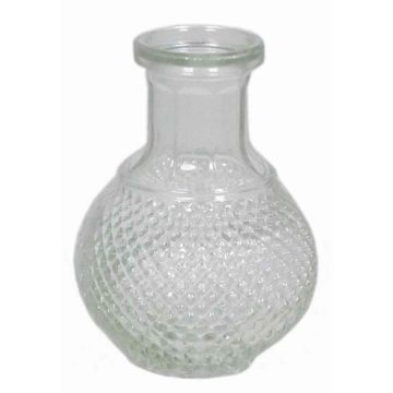 Clear glass bottle DONKA with diamond pattern, 4.5"/11,5cm, Ø3.1"/8cm