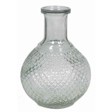 Clear glass bottle DONKA with diamond pattern, 6"/15cm, Ø4.3"/11cm