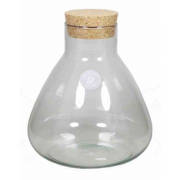 Glass jar PEPPA with cork lid, clear, 10"/26,5cm, Ø9"/22,5cm