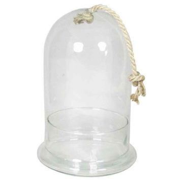 Glass bell with plate VOLTA, cord, 11"/28,5cm, Ø7"/18cm
