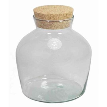 Cork lidded jar DIETER, glass, clear, 10"/25cm, Ø9"/24cm