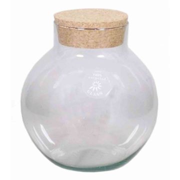 Storage jar GASPAR with cork lid, clear, 8"/20cm, Ø7.5"/19cm