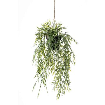 Artificial hanging basket with bamboo ANDRES in decorative pot, 20"/50cm