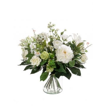 Artificial flower bouquet FEME, white-green, 24"/60cm, Ø16"/40cm