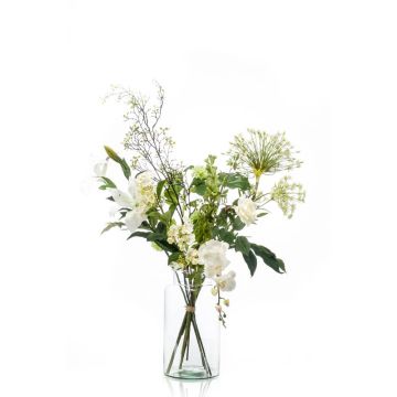 Artificial flower bouquet FEME, white, 3ft/105cm, Ø16"/40cm