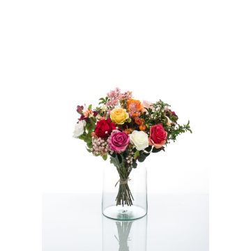 Artificial flower bouquet FEME, orange-light pink, 18"/45cm, Ø16"/40cm