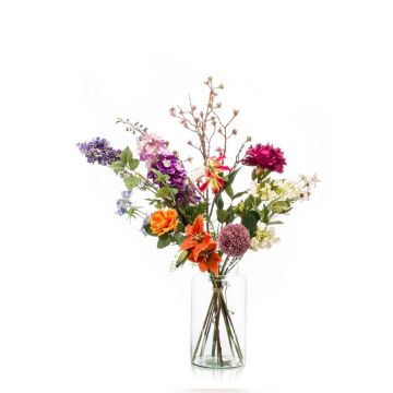 Artificial flower bouquet FEME, orange-violet, 3ft/105cm, Ø16"/40cm