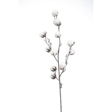 Artificial cotton branch CASAS with flowers, green, 33"/85cm