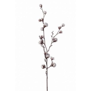 Artificial cotton branch EYCK with flowers, green, 3ft/95cm