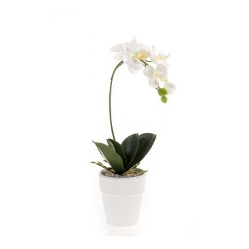 Artificial Phalaenopsis orchid ISIS, ceramic pot, white, 16"/40cm