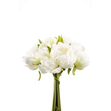 Silk peony bouquet WILO, white-green, 10"/25cm
