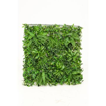 Artificial fern, grass and boxwood mat LORENZA, crossdoor, 3ftx3ft/100x100cm