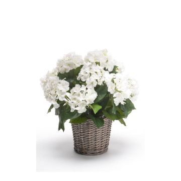 Artificial hydrangea JONE in basket, white, 18"/45cm