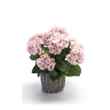 Artificial hydrangea JONE in basket, light pink, 18"/45cm