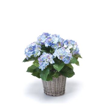 Artificial hydrangea JONE in basket, blue, 18"/45cm