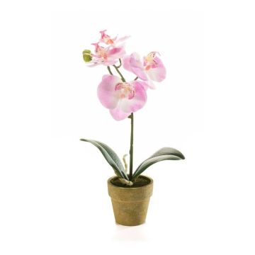 Artificial Phalaenopsis orchid SETH in decorative pot, light pink, 10"/25cm