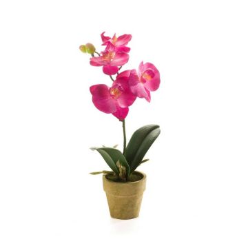 Artificial Phalaenopsis orchid SETH in decorative pot, pink, 10"/25cm