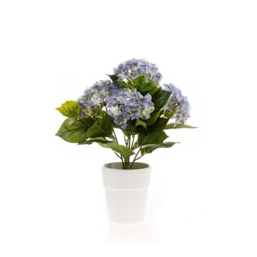 Silk hydrangea LAIDA in ceramic pot, light blue, 14"/35cm