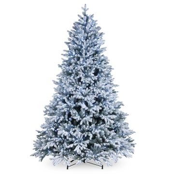 Plastic fir tree ALASKA SPEED, snow-covered, blue LEDs, 6ft/180cm, Ø5ft/150cm