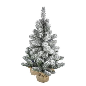 Artificial fir tree INNSBRUCK, jute bag, snow-covered, 24"/60cm, Ø16"/40cm 