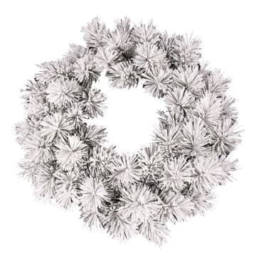 Artificial pine wreath AUSTIN, snow-covered, white, Ø24"/60cm