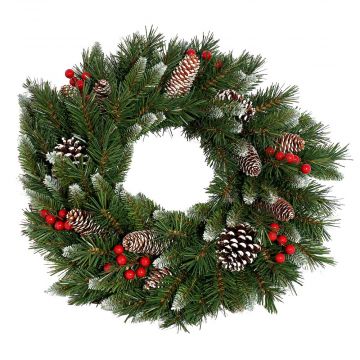 Artificial fir wreath MARLIES hardly inflammable, snow-covered, Ø20"/50cm