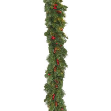 Artificial Christmas garland BUCHAREST, decorated, 9ft/275cm, Ø12"/30cm 