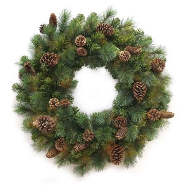 Artificial Christmas wreath KERRY with cones, green, Ø30"/75cm