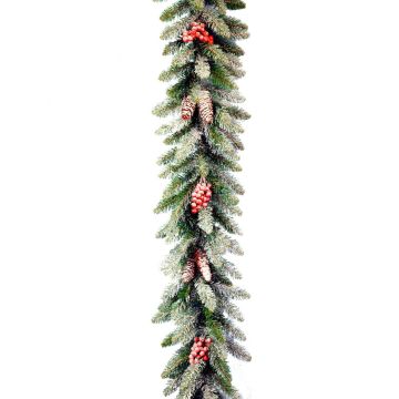 Artificial winter garland RAVENNA with cones, snow-covered, 9ft/275cm, Ø10"/25cm